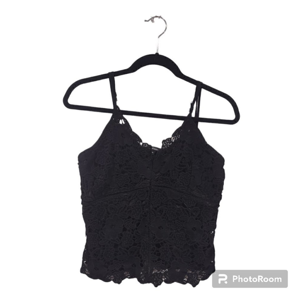 Ambiance Black Lace Tank Cropped Style Size 1X